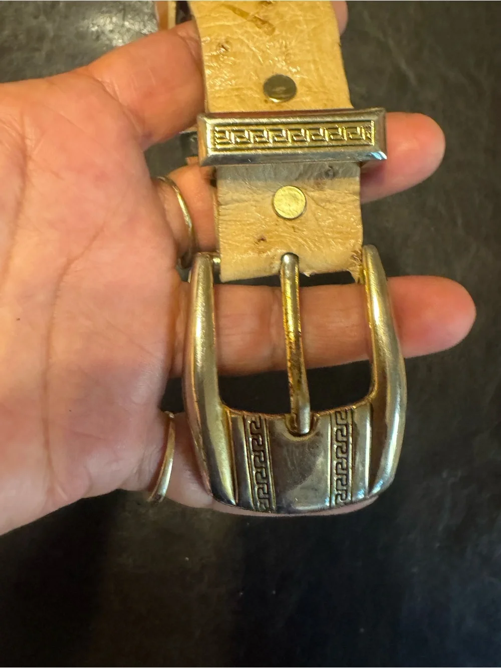 Kids Versage Leather Dress Belt with Gold Buckle